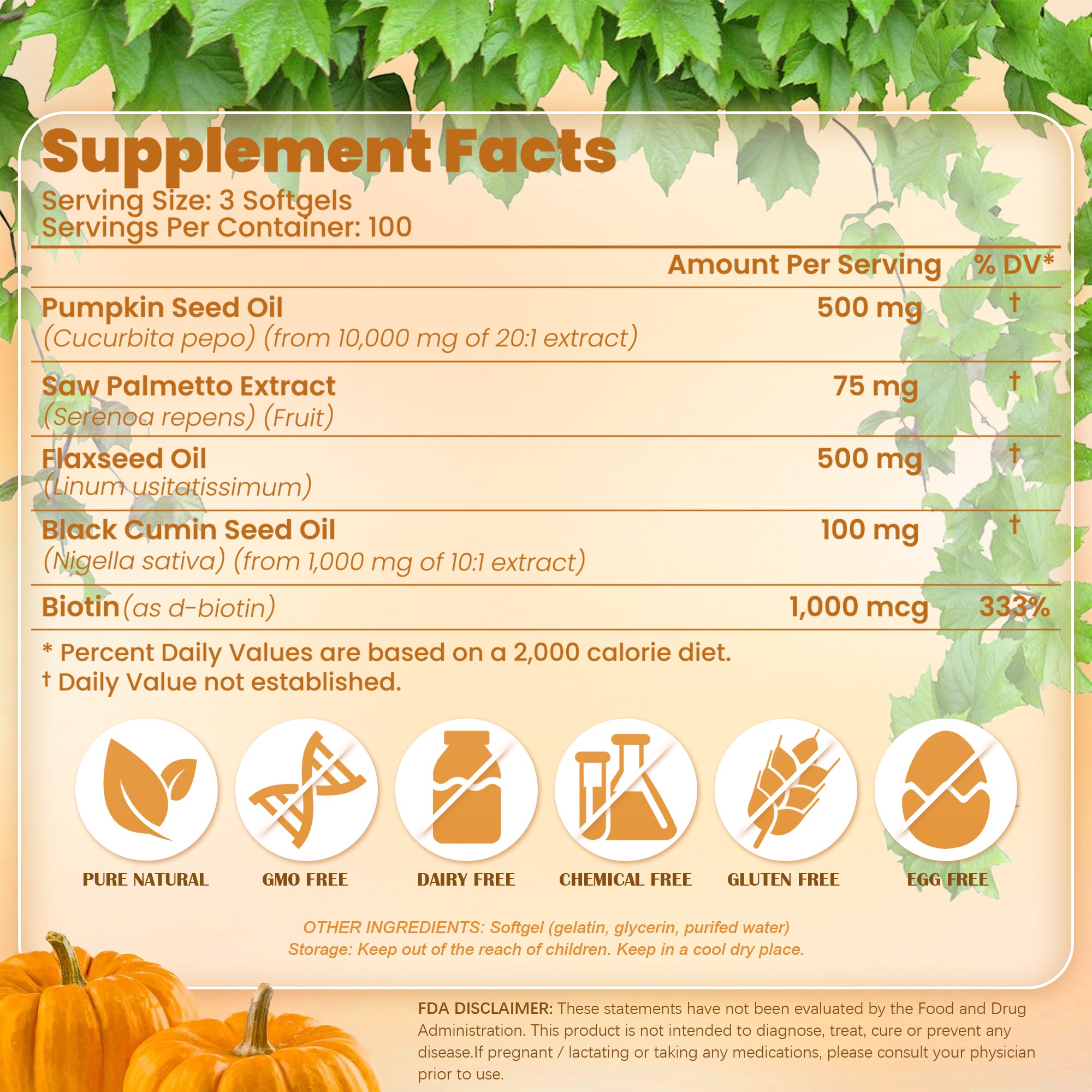 Pumpkin Seed Oil, 300 Softgels