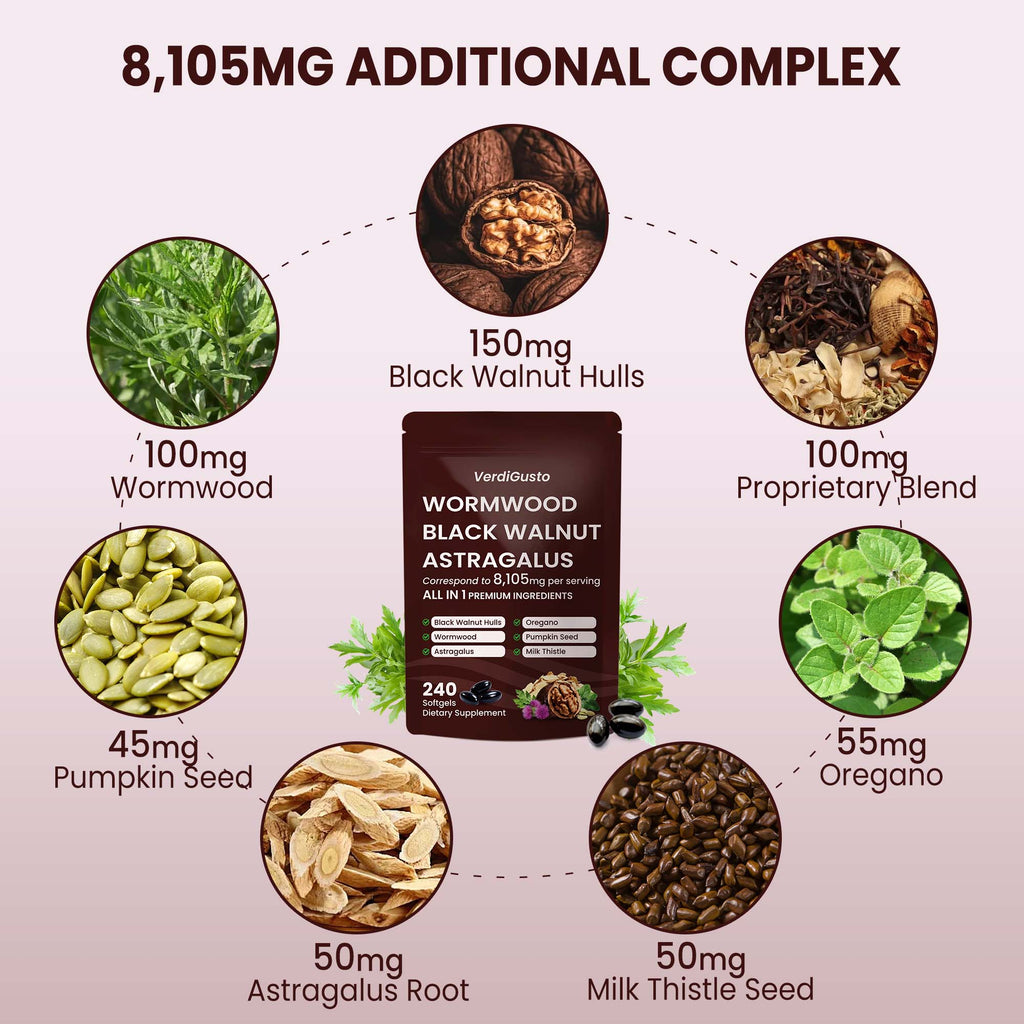 Wormwood Black Walnut Softgels | 240 Softgels, 80 Day Supply