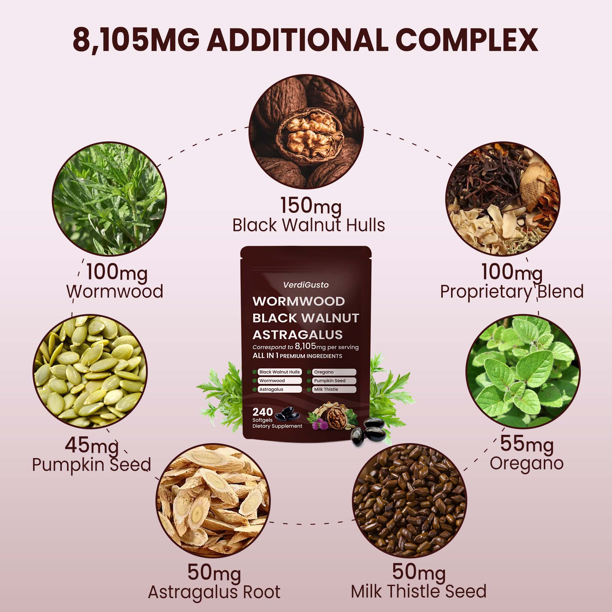 Wormwood Black Walnut Softgels | 240 Softgels, 80 Day Supply
